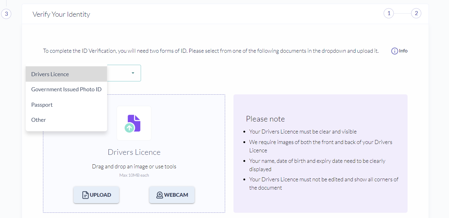 Fusion Markets verify identify